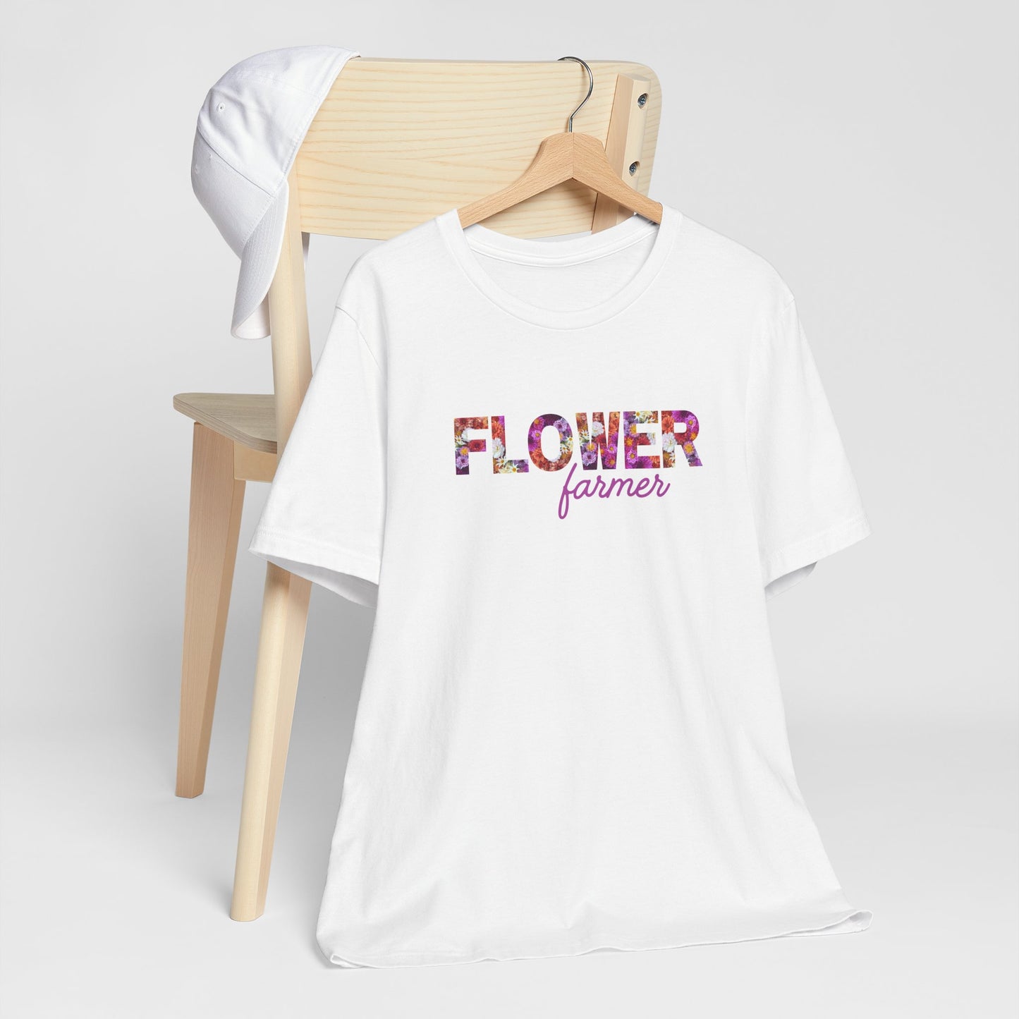 Dahlia Flower Farmer Unisex Tee, Floral Graphic Shirt, Gardening Gift, Spring Style T-Shirt, Nature Lover Apparel, Gifts for Gardeners