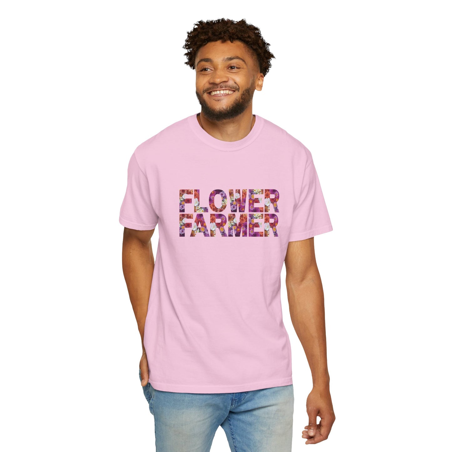 Dahlia Flower Farmer T-shirt, Unisex Garment-Dyed Tee