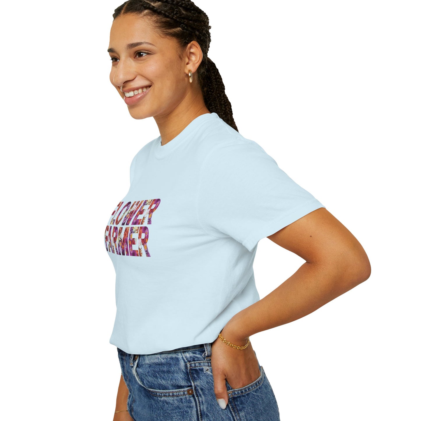 Dahlia Flower Farmer T-shirt, Unisex Garment-Dyed Tee