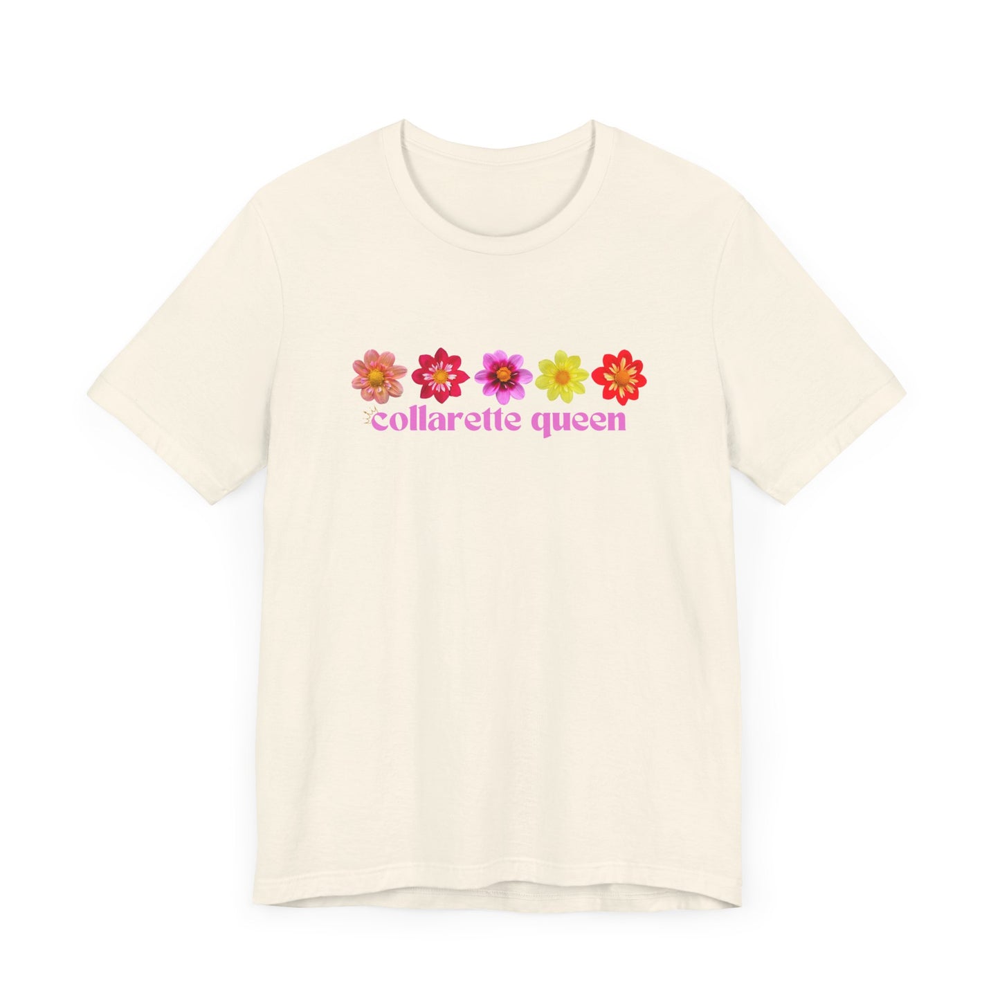 Floral Dahlia Collarette Queen Tee, Vibrant Unisex T-Shirt for Spring, Summer Outfits, Gifts for Plant Lovers, Casual Wear, Everyday Style