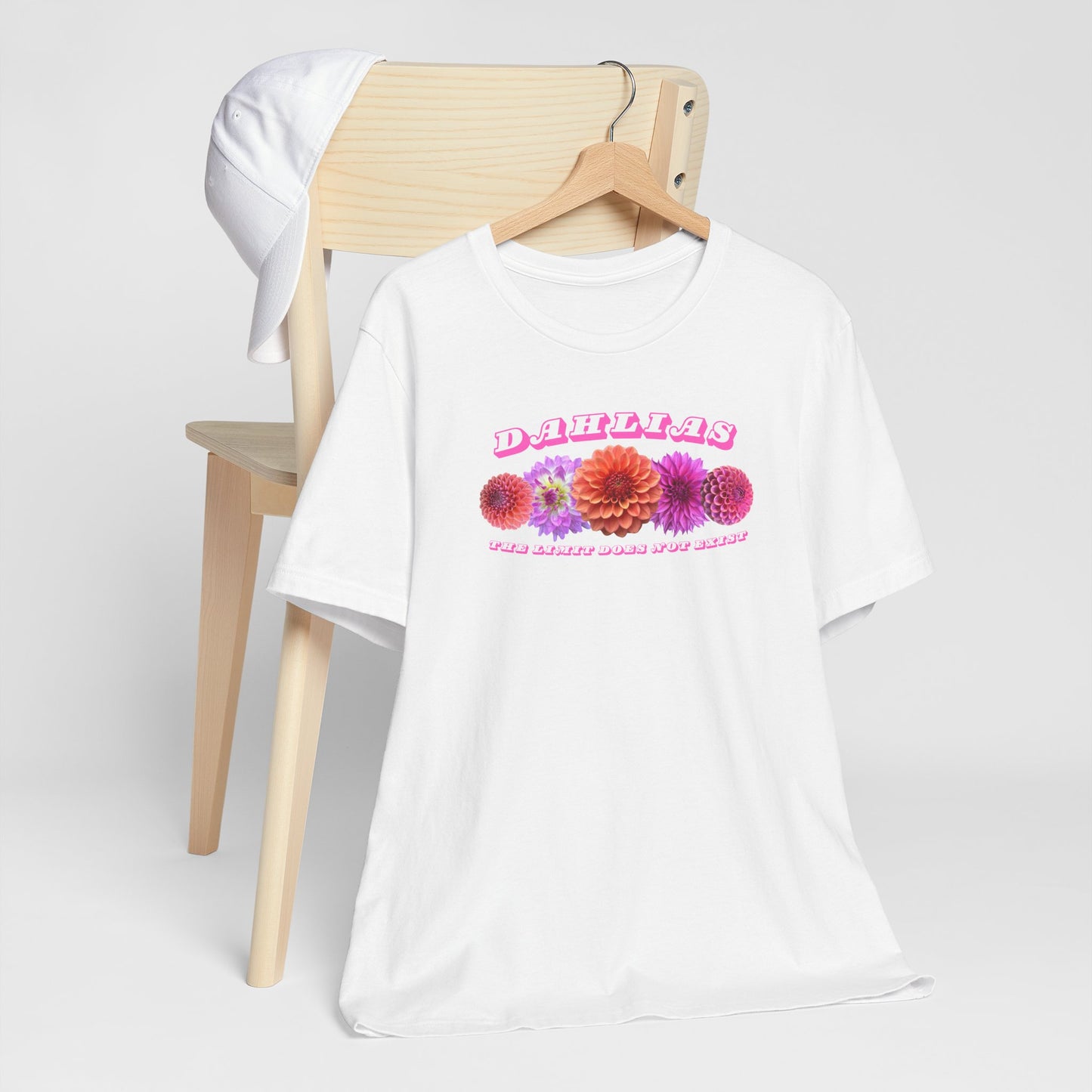 Vibrant Floral Dahlia Tee - Unisex Jersey Short Sleeve T-Shirt for Garden Lovers "Dahlias The Limit Does Not Exist"