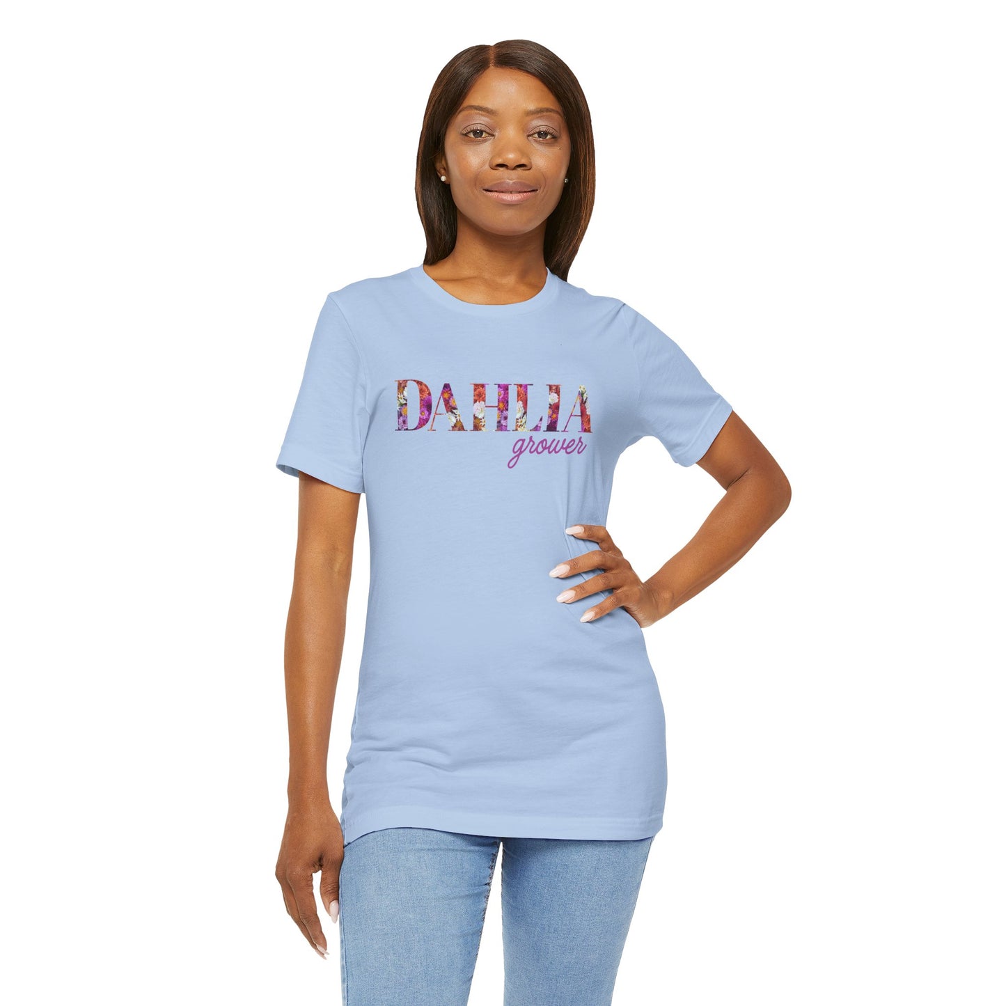 Dahlia Grower Unisex Tee, Floral Graphic Shirt, Gardening Gift, Spring Style T-Shirt, Nature Lover Apparel, Gifts for Gardeners