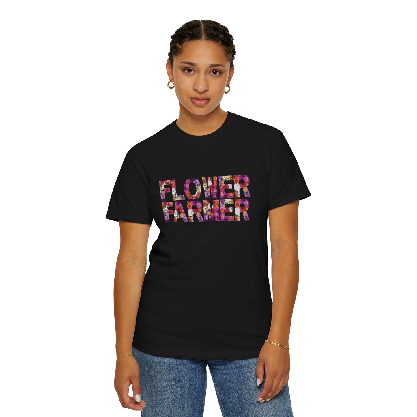 Dahlia Flower Farmer T-shirt, Unisex Garment-Dyed Tee