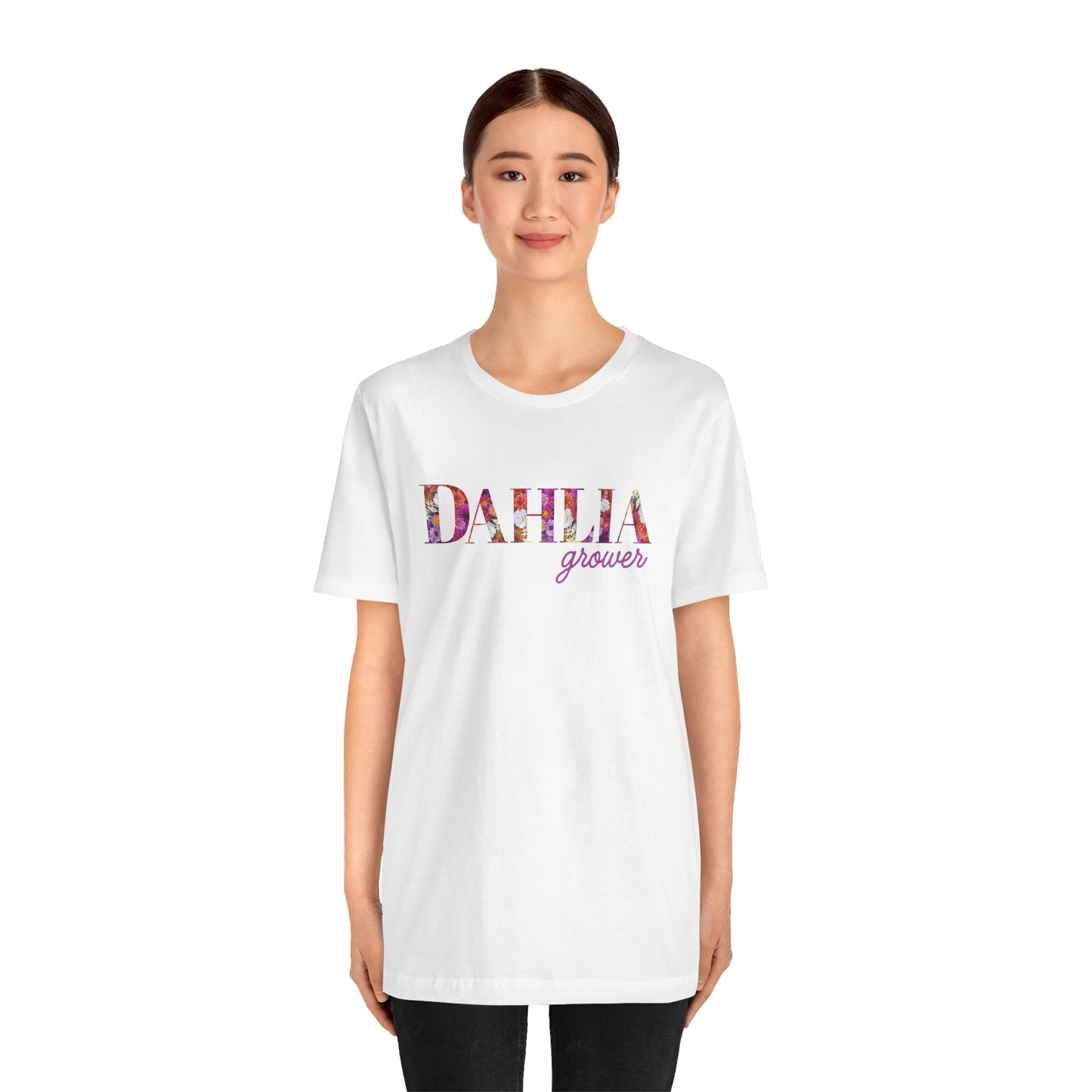 Dahlia Grower Unisex Tee, Floral Graphic Shirt, Gardening Gift, Spring Style T-Shirt, Nature Lover Apparel, Gifts for Gardeners