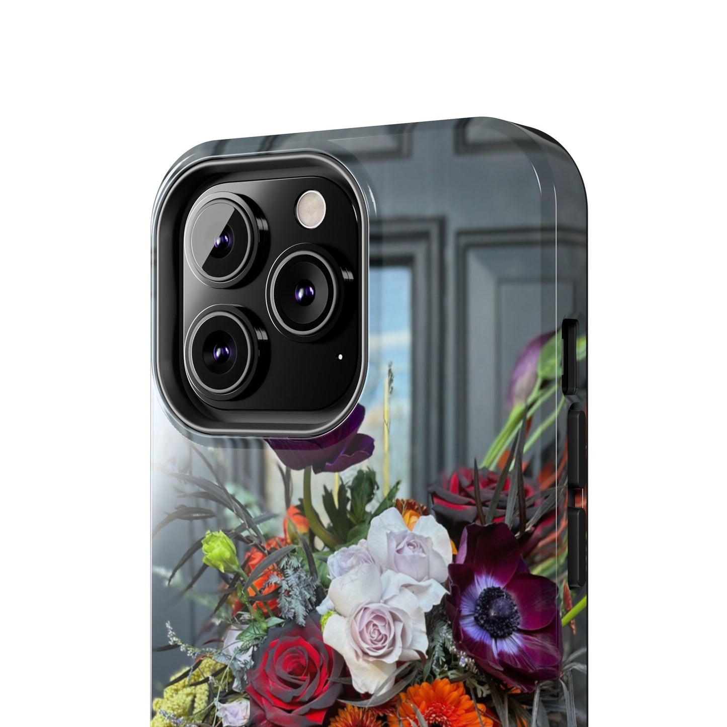 Floral Skull Tough Phone Case - Durable Protection with Pink Dahlia Design