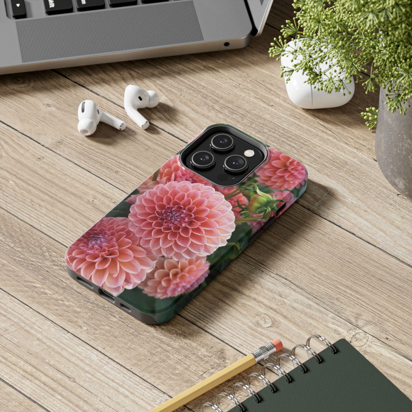 Floral Tough Phone Cases - Durable Protection with Pink Dahlia Design