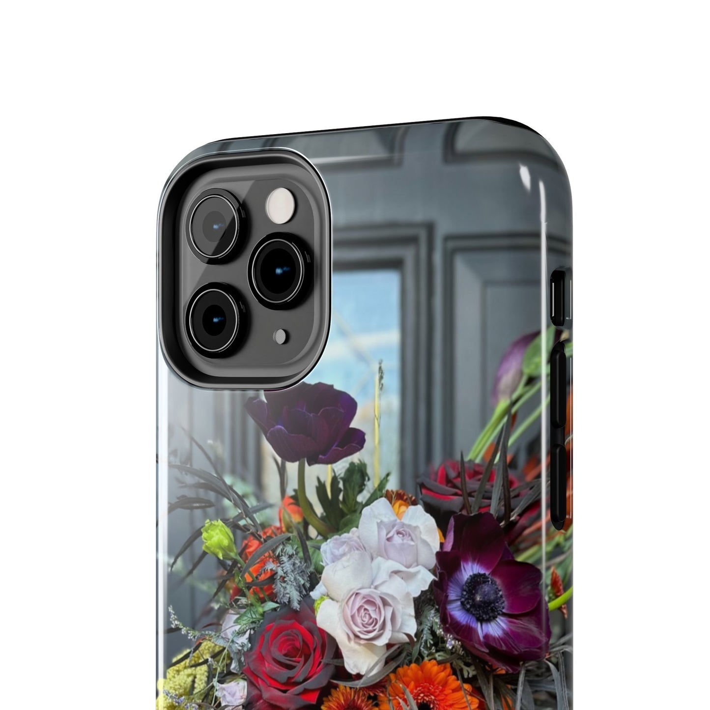 Floral Skull Tough Phone Case - Durable Protection with Pink Dahlia Design