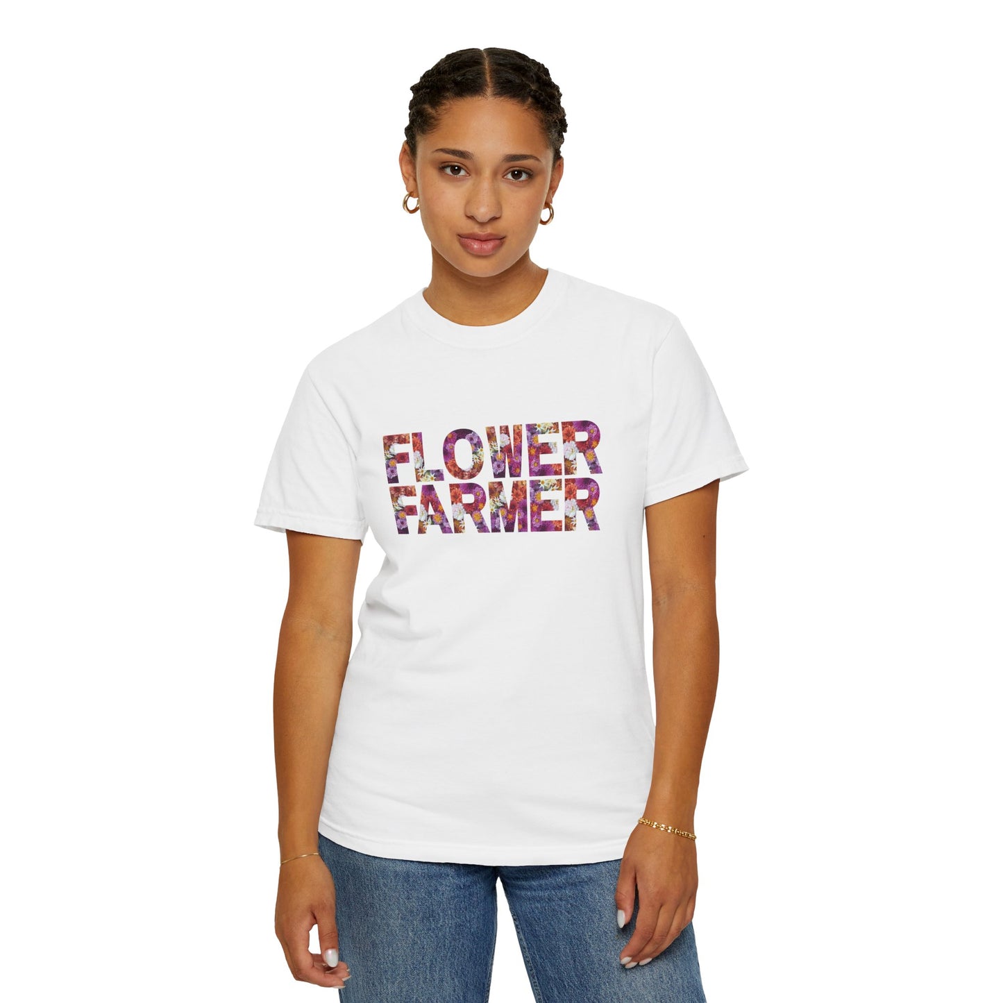 Dahlia Flower Farmer T-shirt, Unisex Garment-Dyed Tee