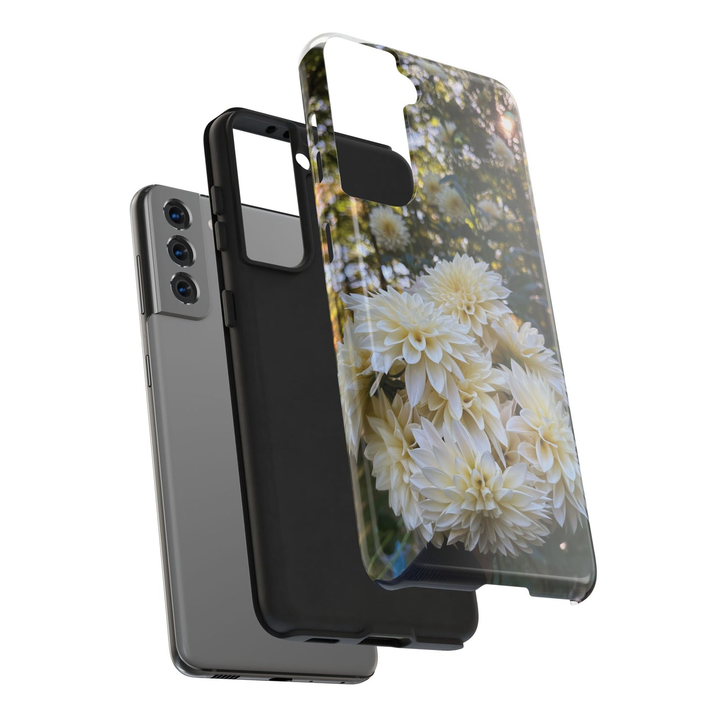 Floral Tough Phone Case - Durable Protection with Cafe au Lait Dahlia Design