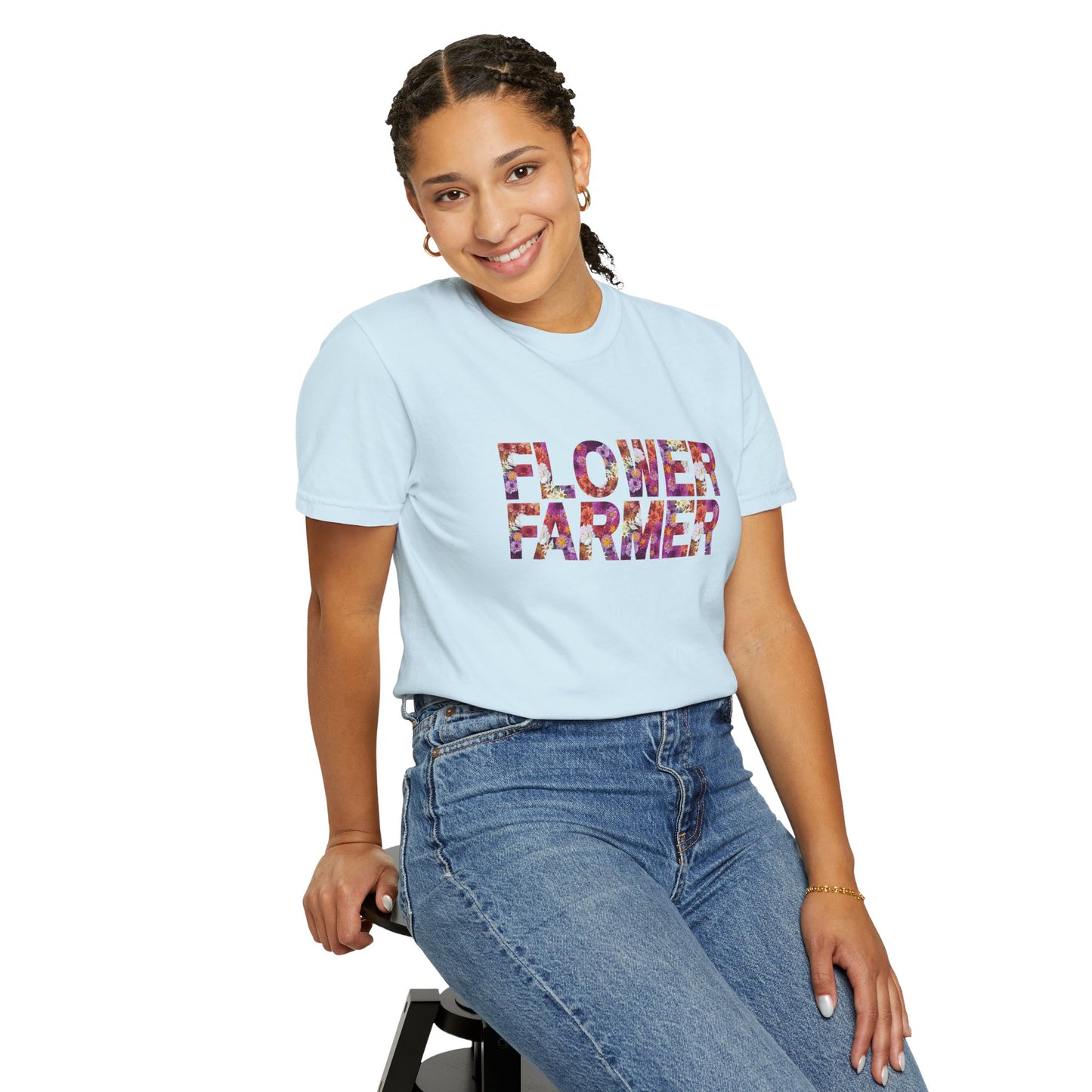 Dahlia Flower Farmer T-shirt, Unisex Garment-Dyed Tee