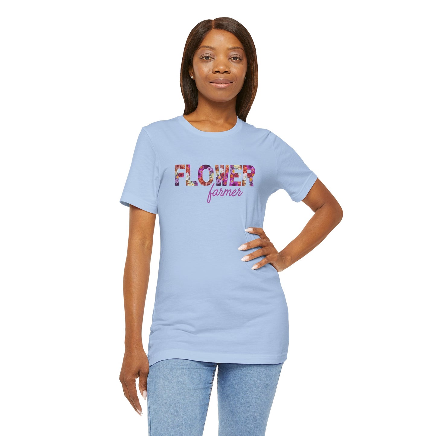 Dahlia Flower Farmer Unisex Tee, Floral Graphic Shirt, Gardening Gift, Spring Style T-Shirt, Nature Lover Apparel, Gifts for Gardeners