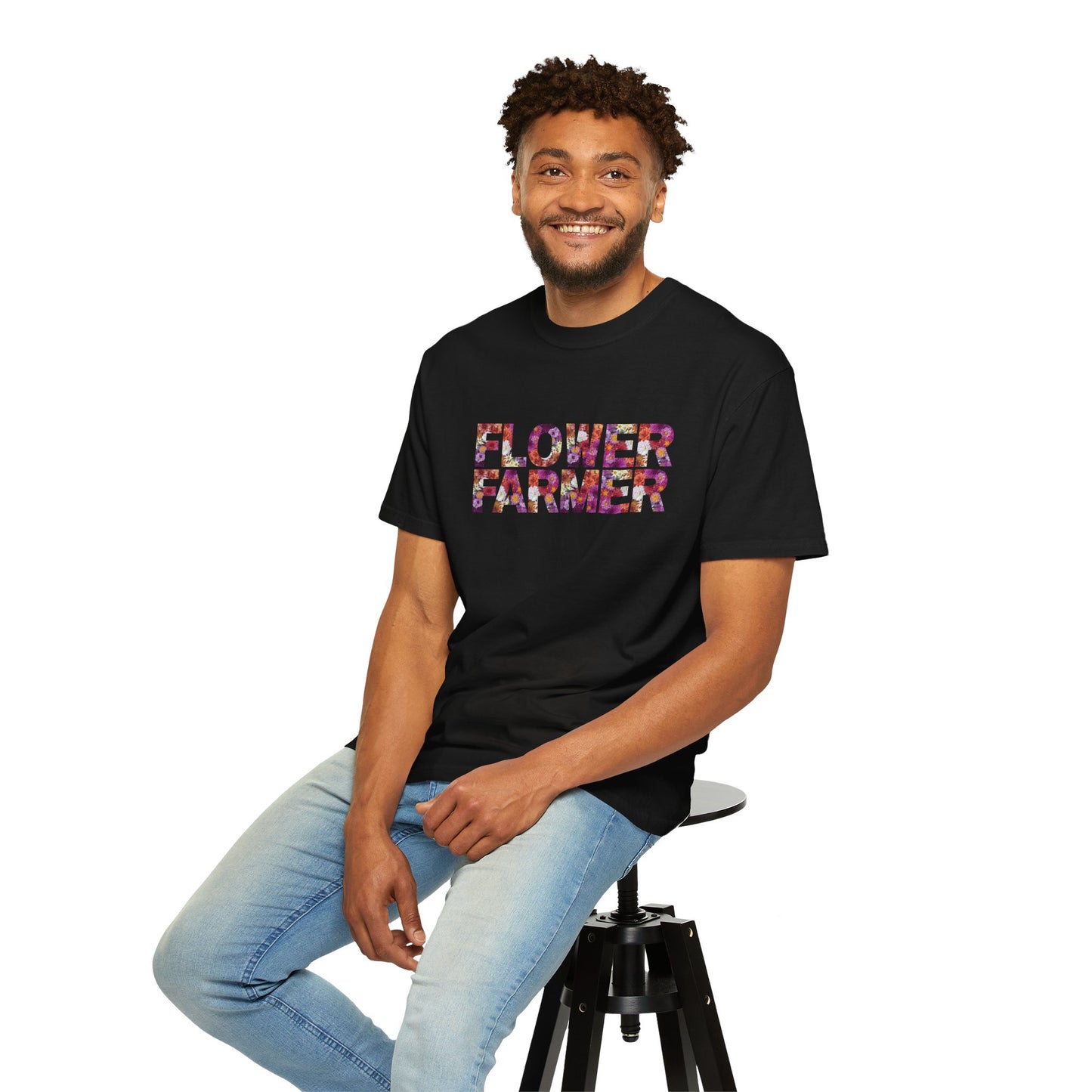 Dahlia Flower Farmer T-shirt, Unisex Garment-Dyed Tee