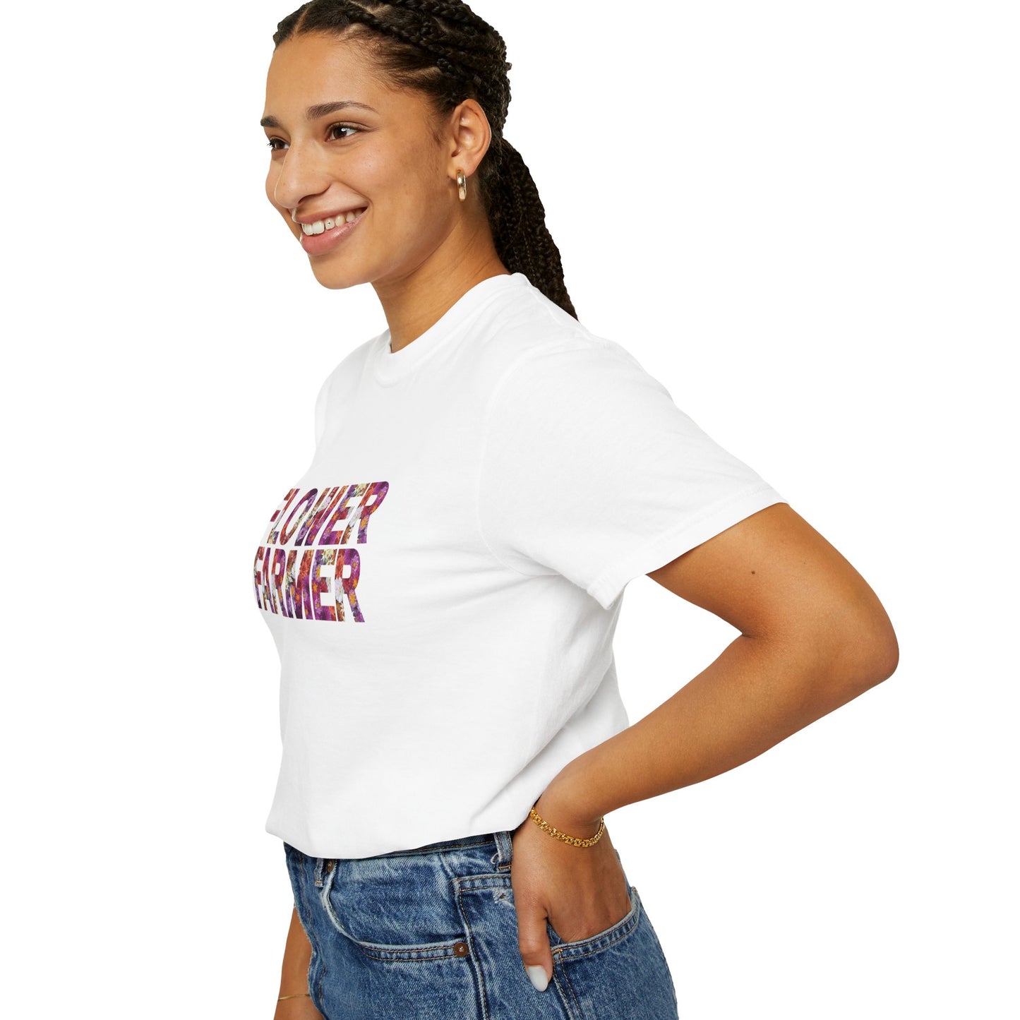 Dahlia Flower Farmer T-shirt, Unisex Garment-Dyed Tee