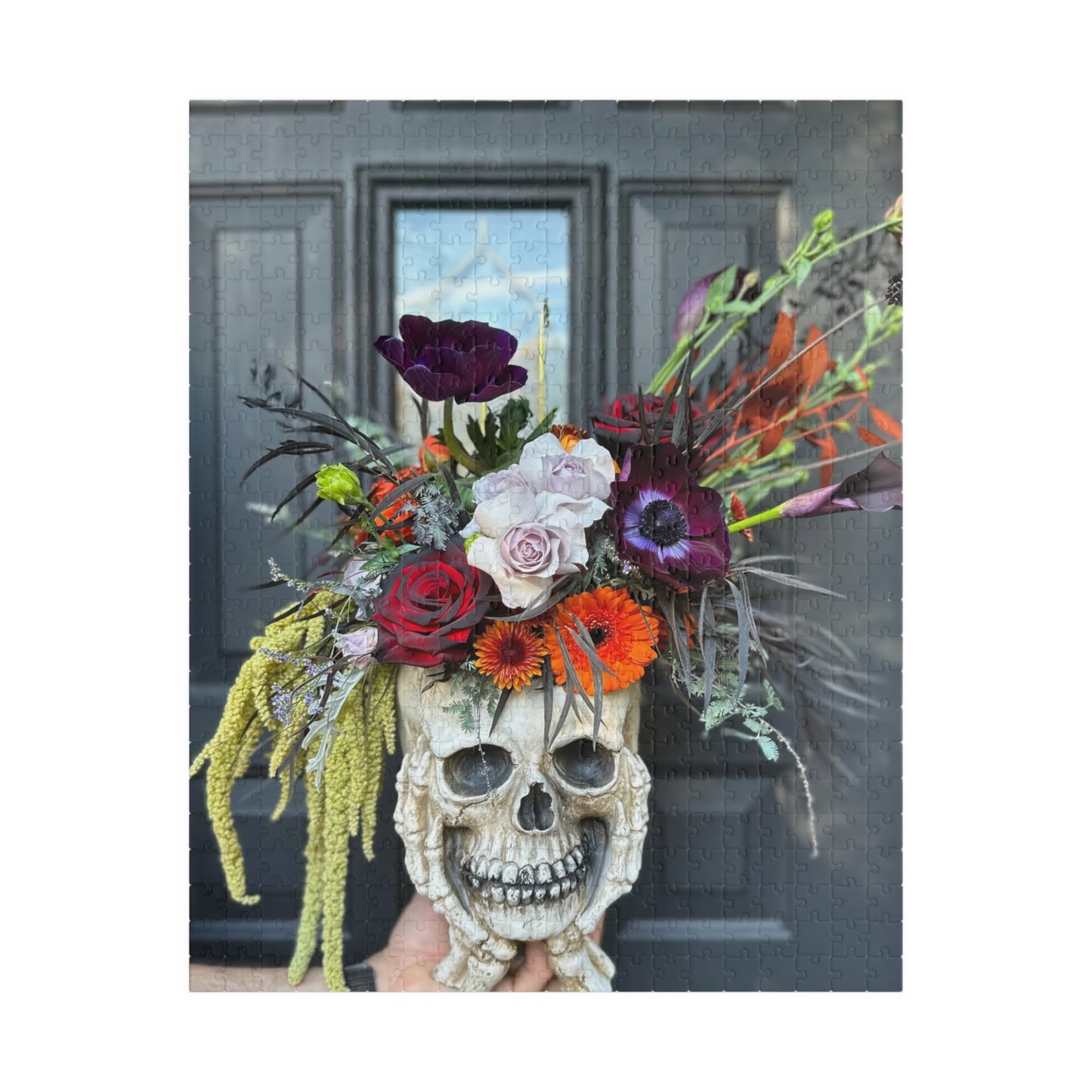 Floral Skull Halloween-themed Puzzle (110, 252, 520, 1014-piece) - Perfect for Relaxation and Spooky Family Bonding