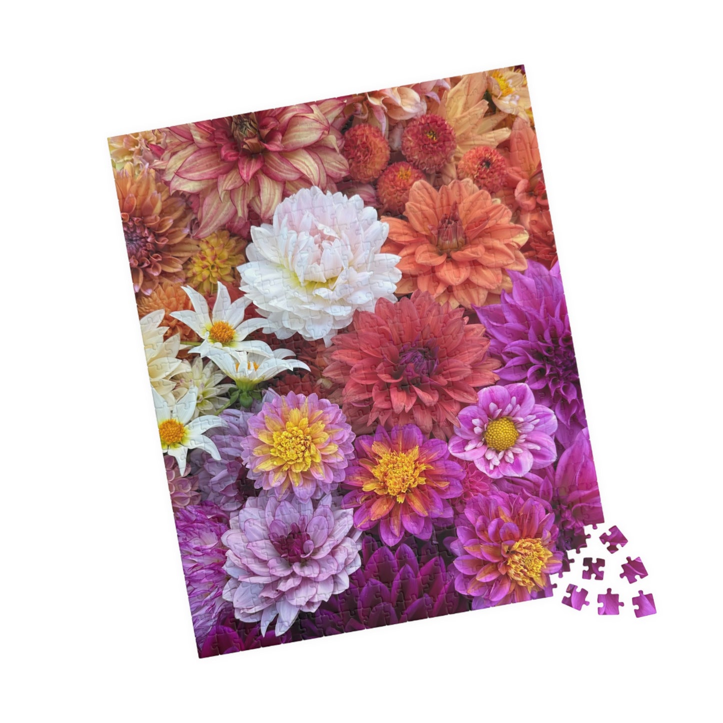 Dahlia Flatlay Floral-themed Puzzle (110, 252, 520, 1014-piece) - Perfect for Relaxation and Family Bonding