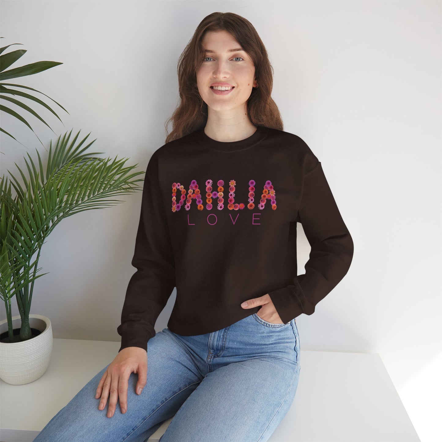 Dahlia Love Sweatshirt - Cozy Floral Crewneck for Spring, Perfect Gift for Flower Lovers, Everyday Casual Wear, Mother's Day, Birthday