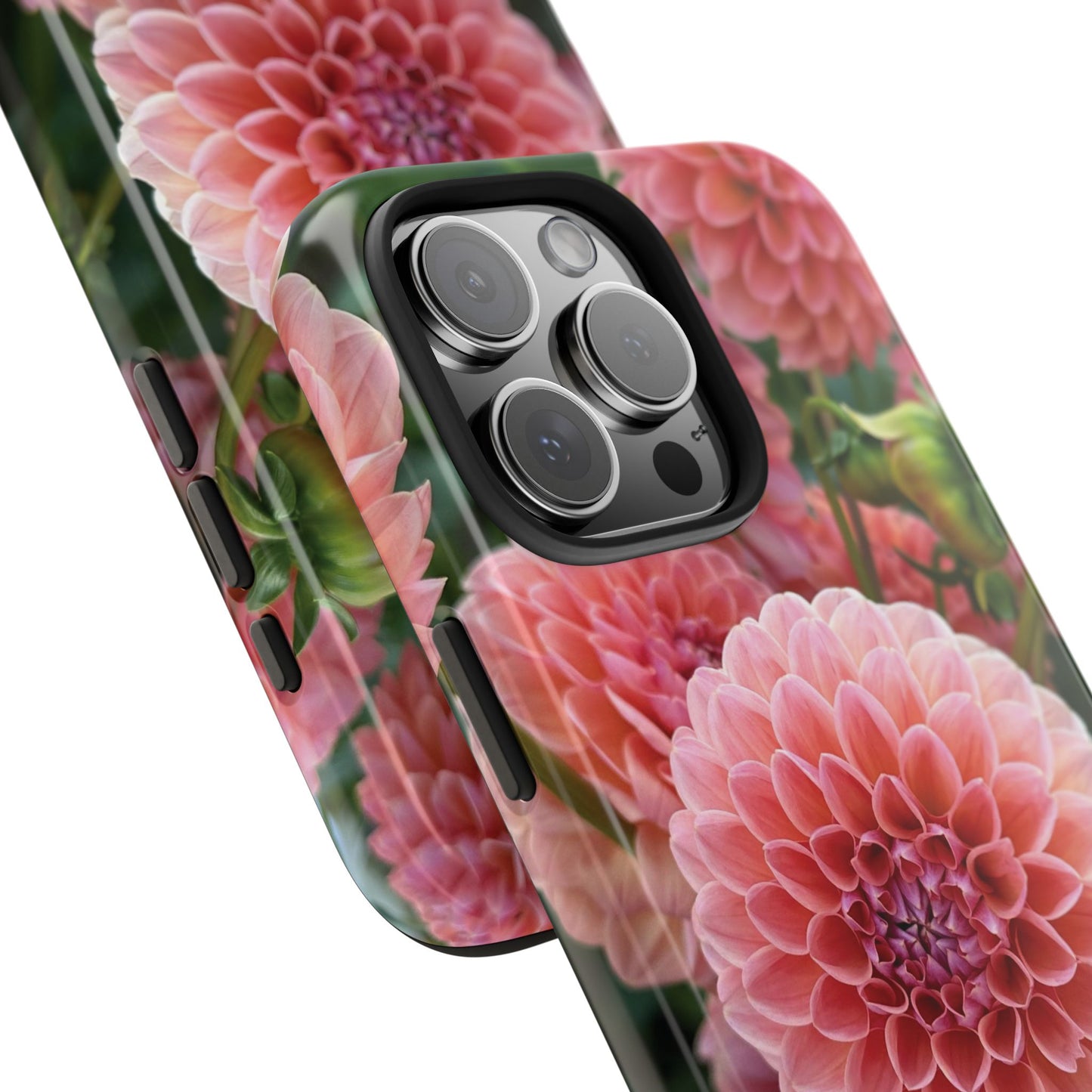 Floral Tough Phone Cases - Durable Protection with Pink Dahlia Design