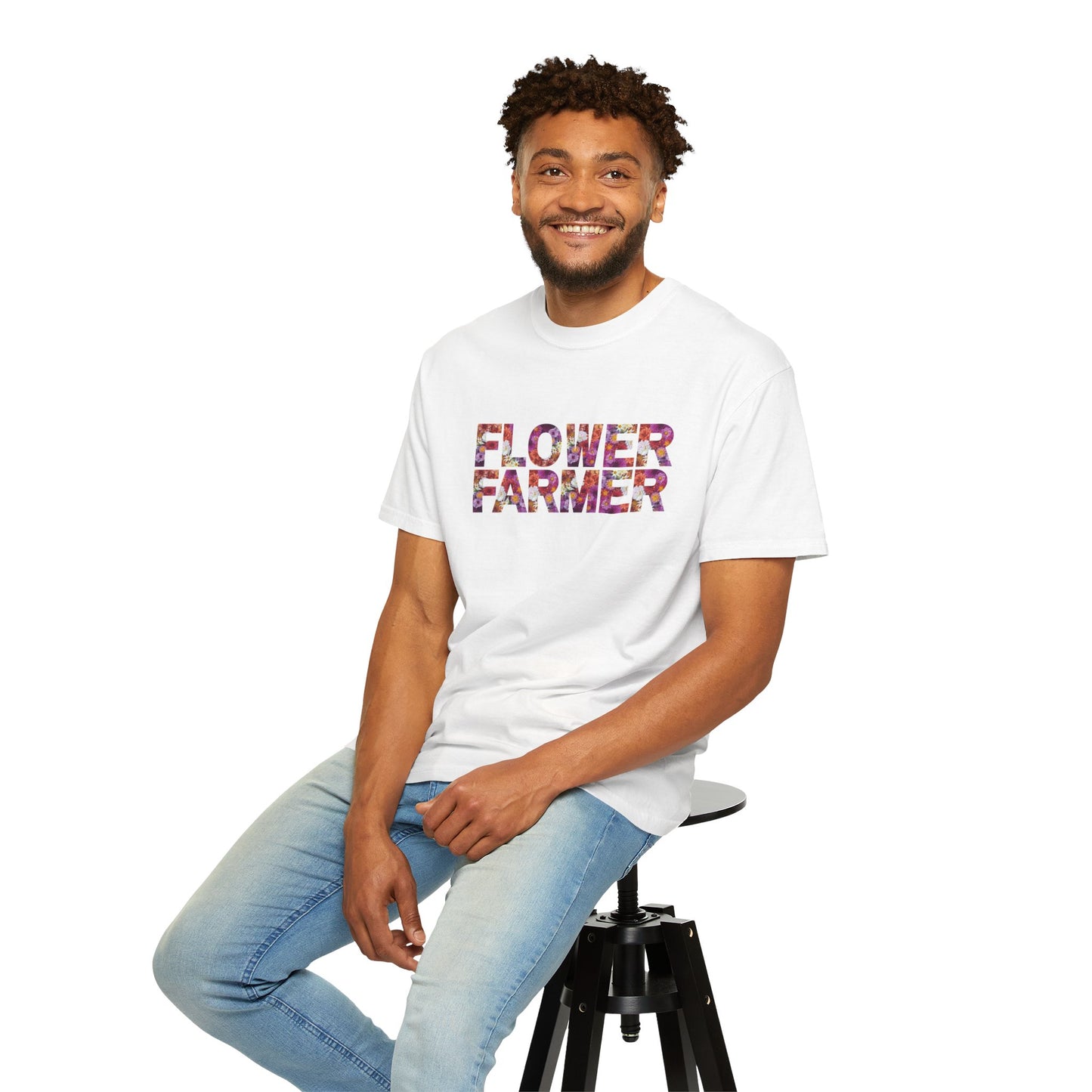 Dahlia Flower Farmer T-shirt, Unisex Garment-Dyed Tee