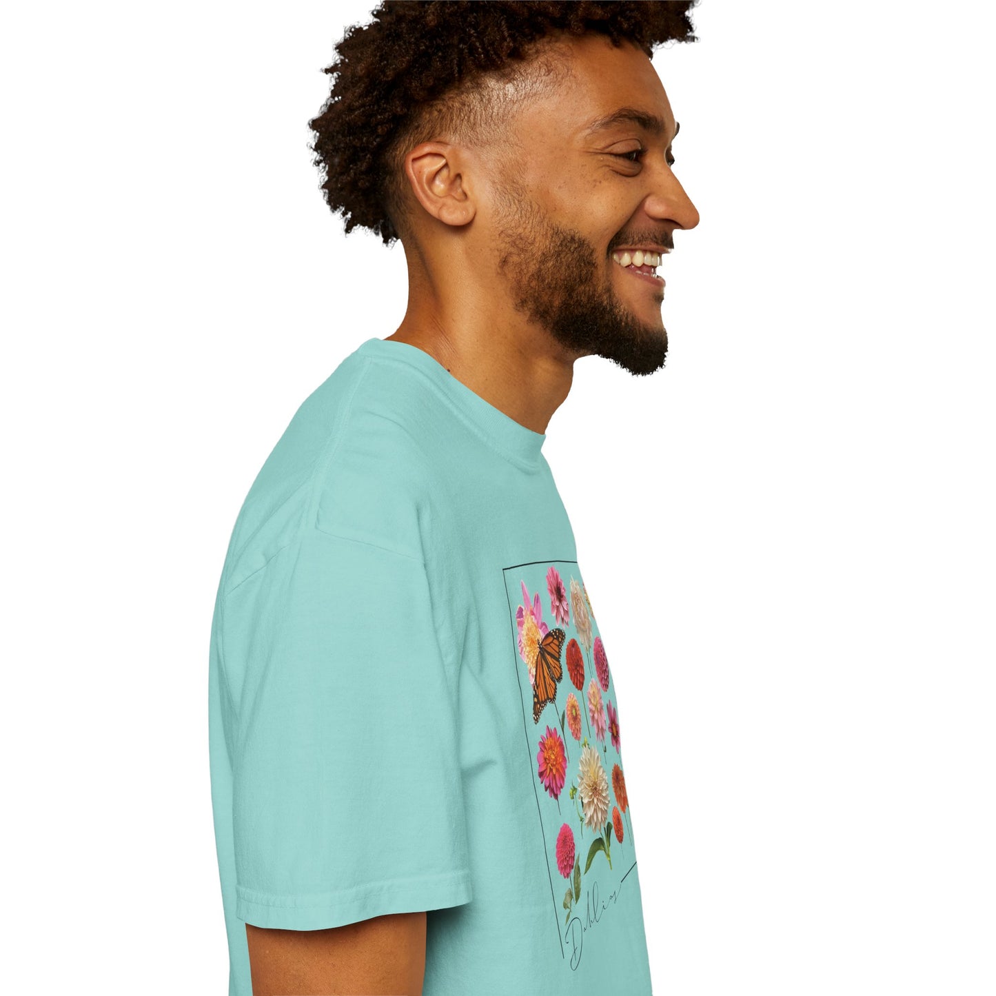 Dahlia Floral Butterfly Unisex Garment-Dyed T-Shirt - Perfect for Spring Celebrations