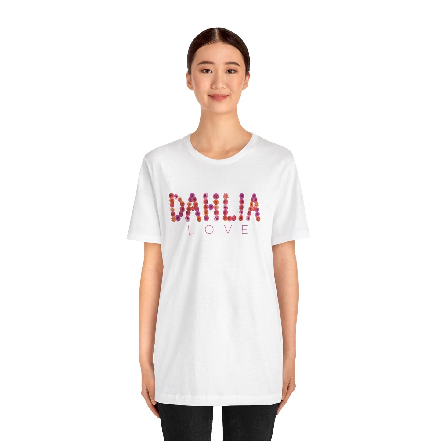 Dahlia Love Tee - Floral Graphic T-Shirt, Unisex Apparel, Casual Wear, Gift for Her, Spring Fashion