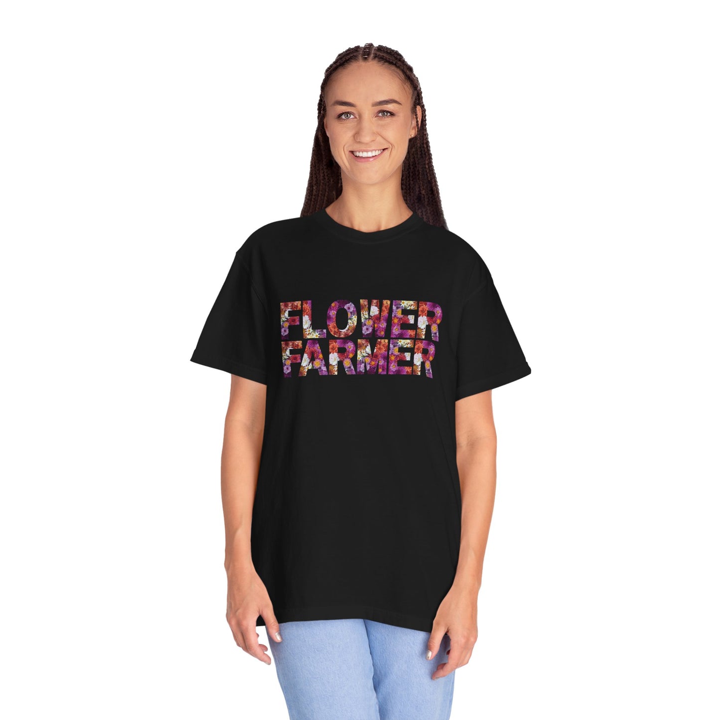 Dahlia Flower Farmer T-shirt, Unisex Garment-Dyed Tee