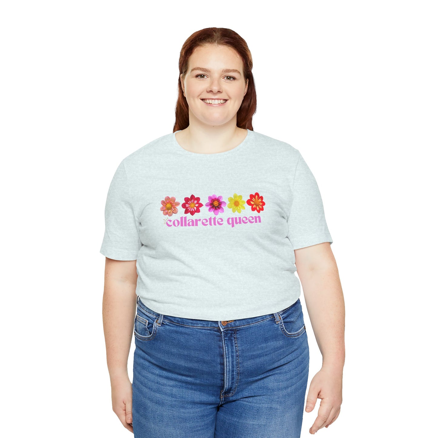 Floral Dahlia Collarette Queen Tee, Vibrant Unisex T-Shirt for Spring, Summer Outfits, Gifts for Plant Lovers, Casual Wear, Everyday Style