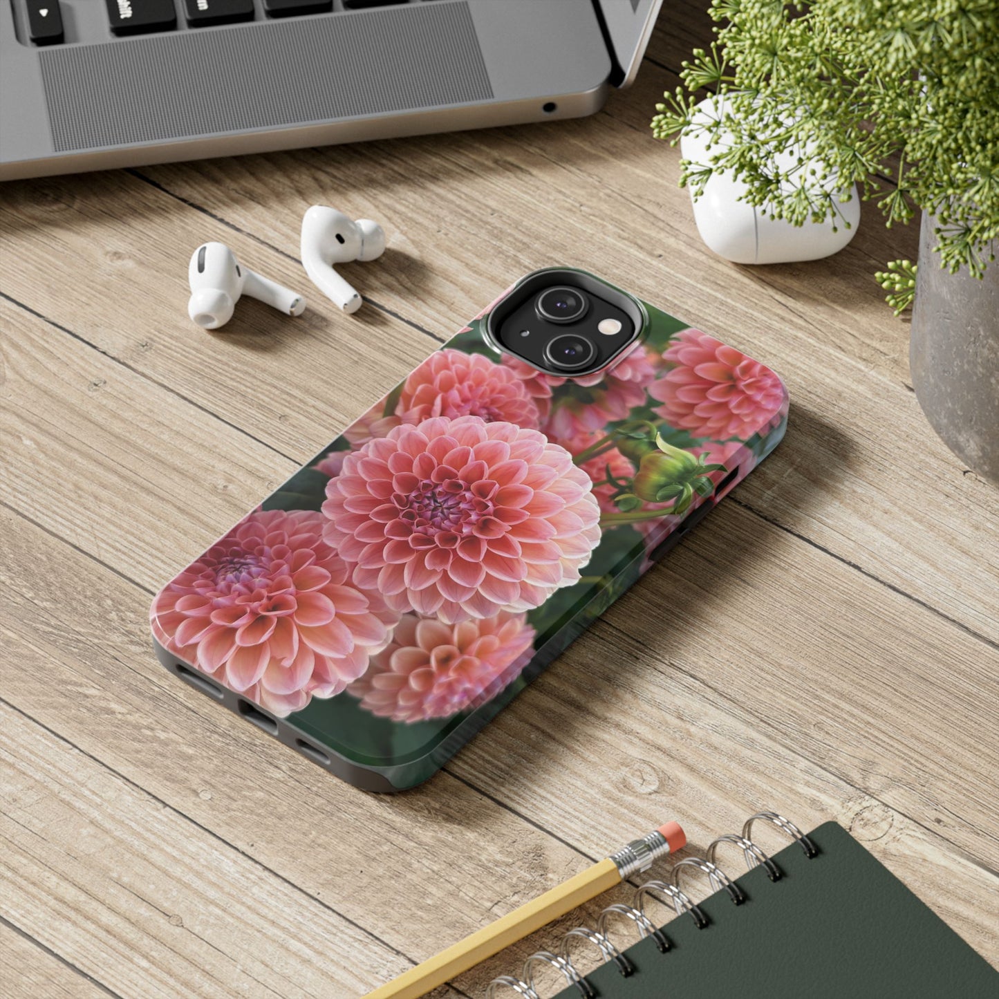 Floral Tough Phone Cases - Durable Protection with Pink Dahlia Design