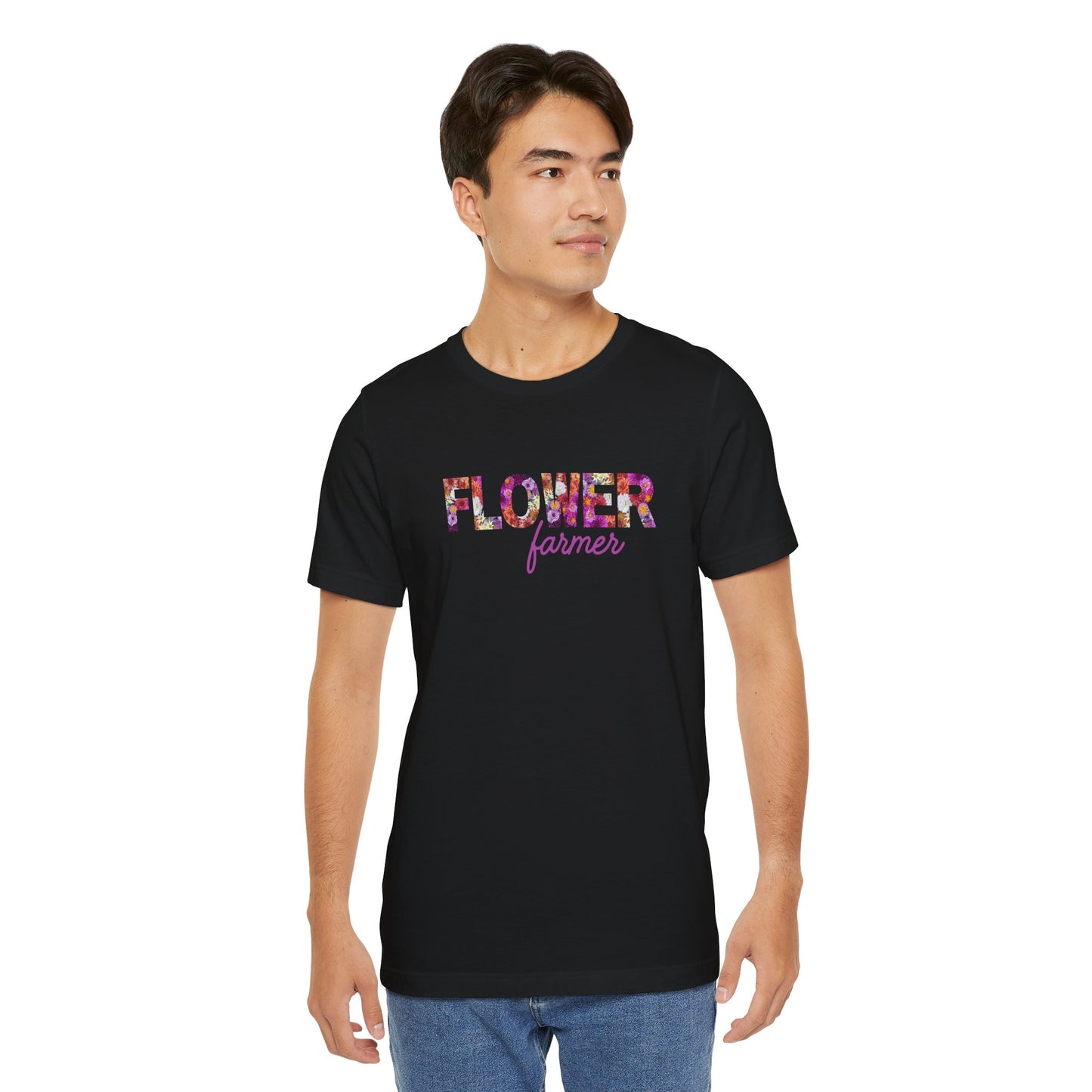 Dahlia Flower Farmer Unisex Tee, Floral Graphic Shirt, Gardening Gift, Spring Style T-Shirt, Nature Lover Apparel, Gifts for Gardeners