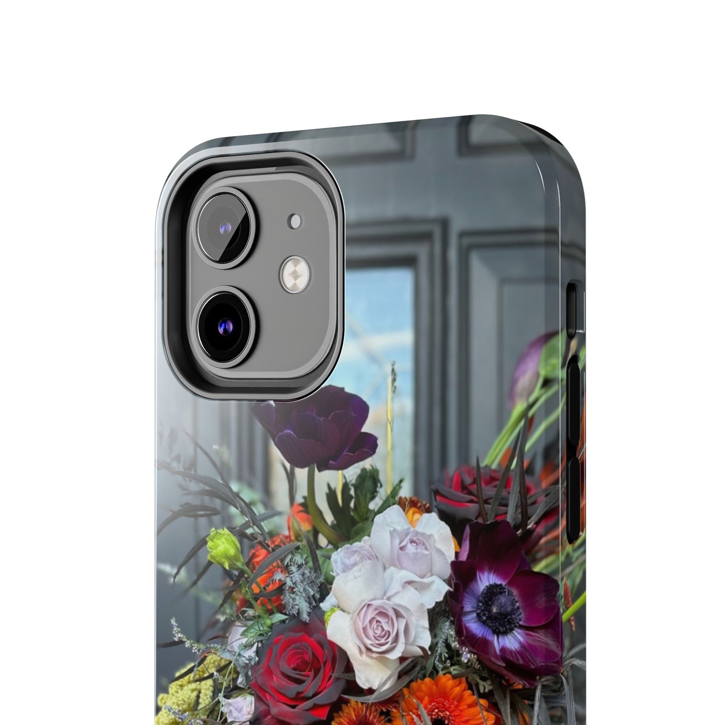 Floral Skull Tough Phone Case - Durable Protection with Pink Dahlia Design