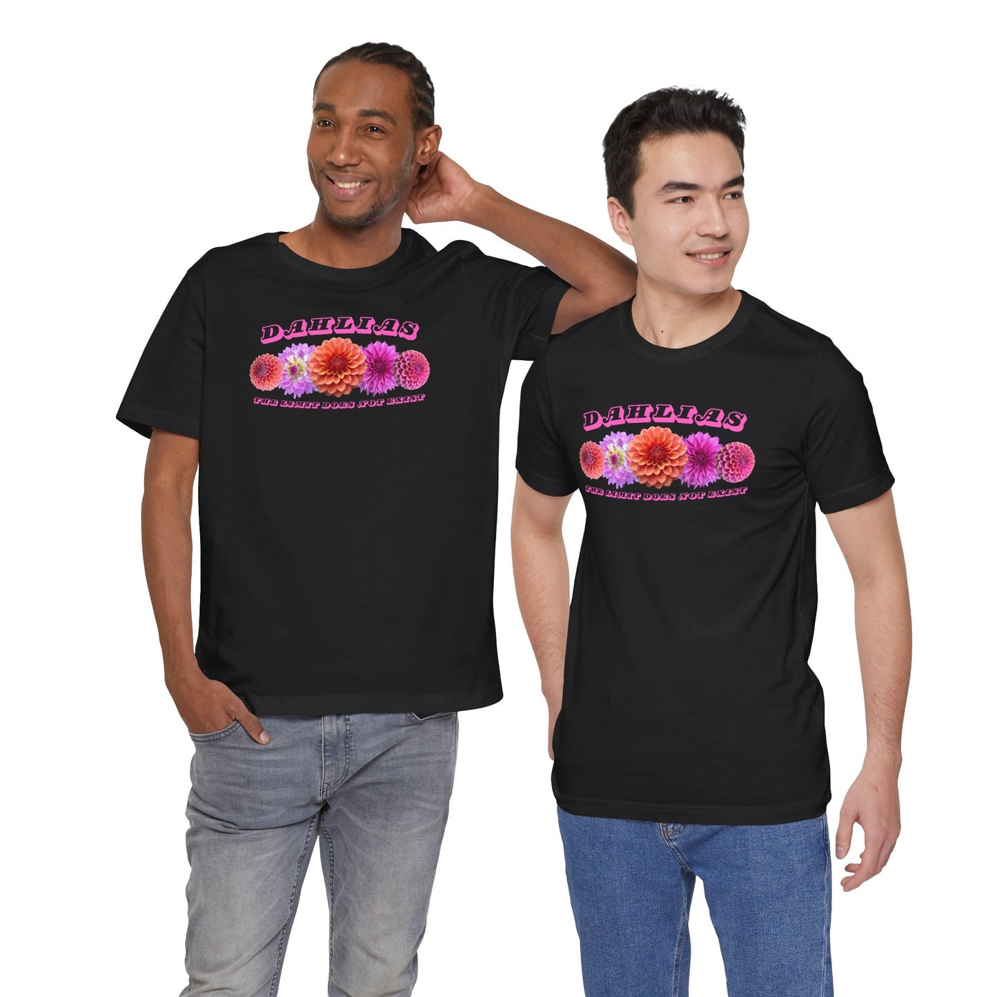 Vibrant Floral Dahlia Tee - Unisex Jersey Short Sleeve T-Shirt for Garden Lovers "Dahlias The Limit Does Not Exist"