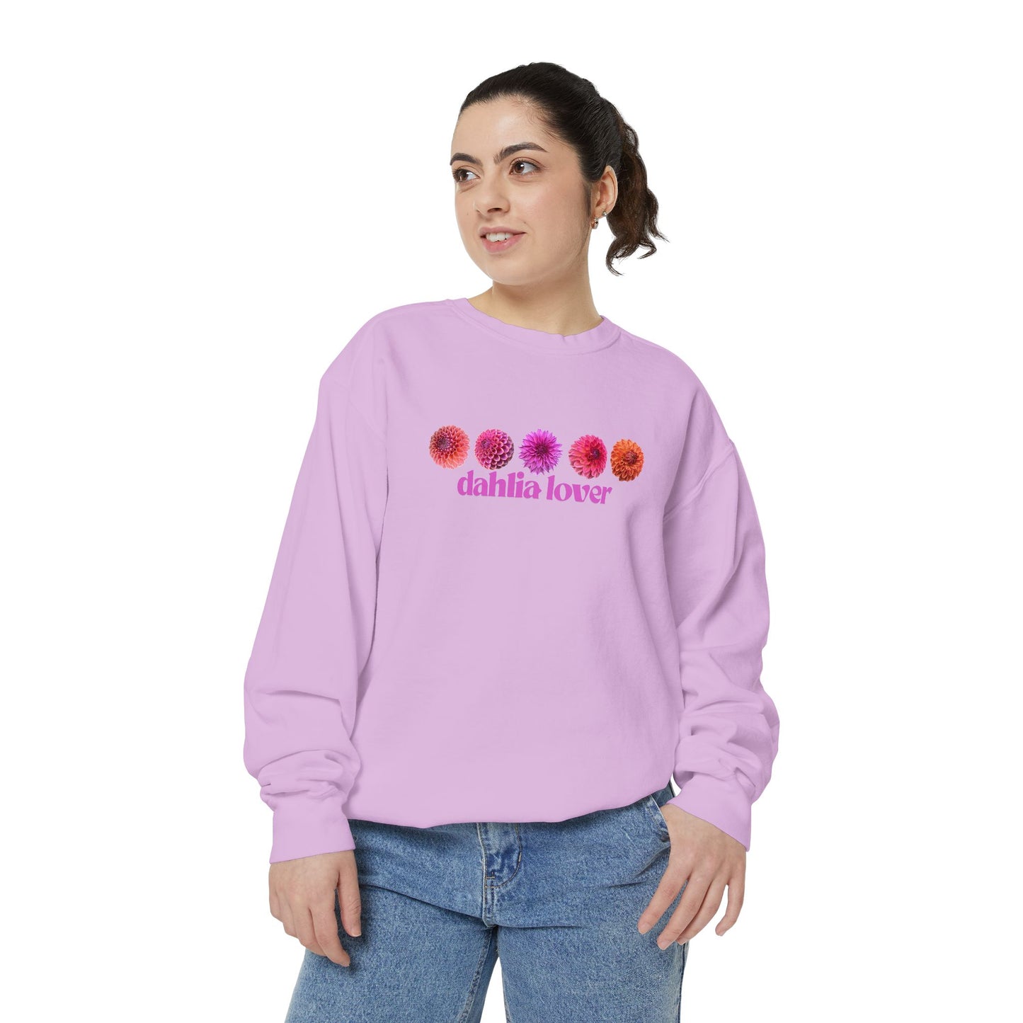 Dahlia Lover Sweatshirt - Cozy Unisex Garment-Dyed Crewneck, Perfect Gift