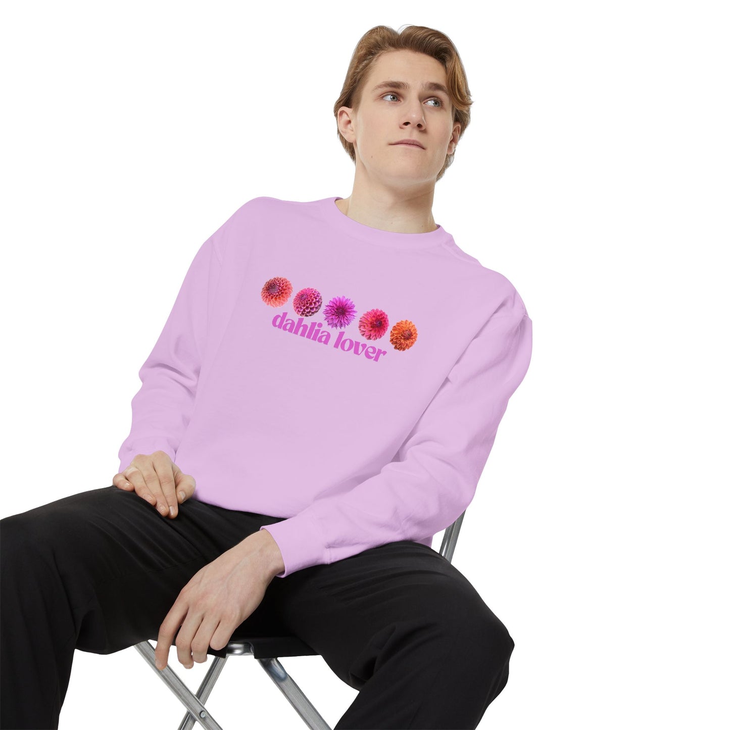 Dahlia Lover Sweatshirt - Cozy Unisex Garment-Dyed Crewneck, Perfect Gift