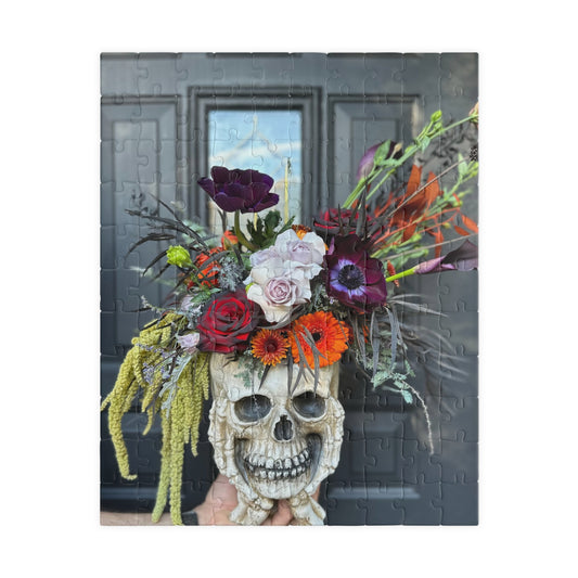 Floral Skull Halloween-themed Puzzle (110, 252, 520, 1014-piece) - Perfect for Relaxation and Spooky Family Bonding