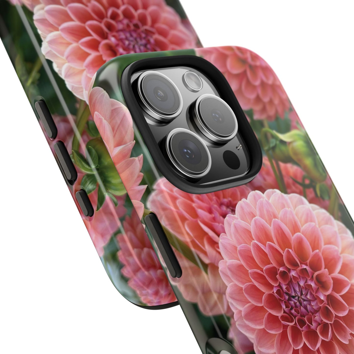 Floral Tough Phone Cases - Durable Protection with Pink Dahlia Design