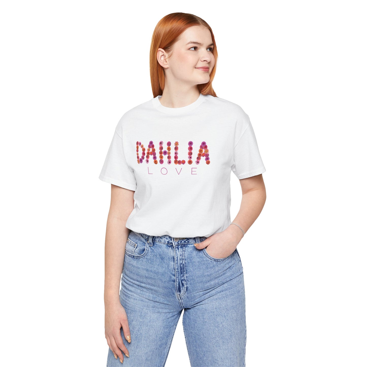 Dahlia Love Tee - Floral Graphic T-Shirt, Unisex Apparel, Casual Wear, Gift for Her, Spring Fashion