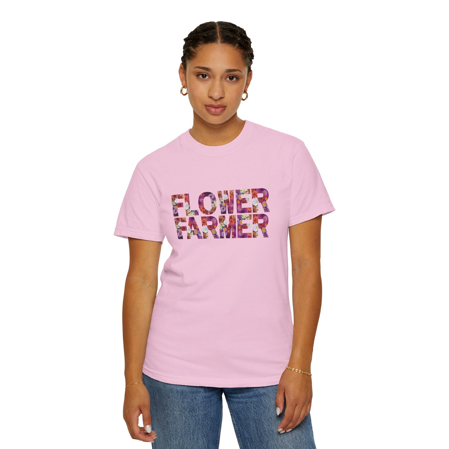 Dahlia Flower Farmer T-shirt, Unisex Garment-Dyed Tee