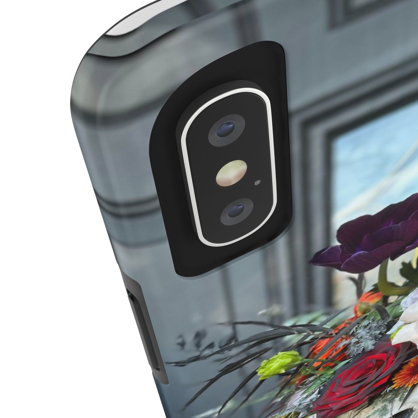 Floral Skull Tough Phone Case - Durable Protection with Pink Dahlia Design