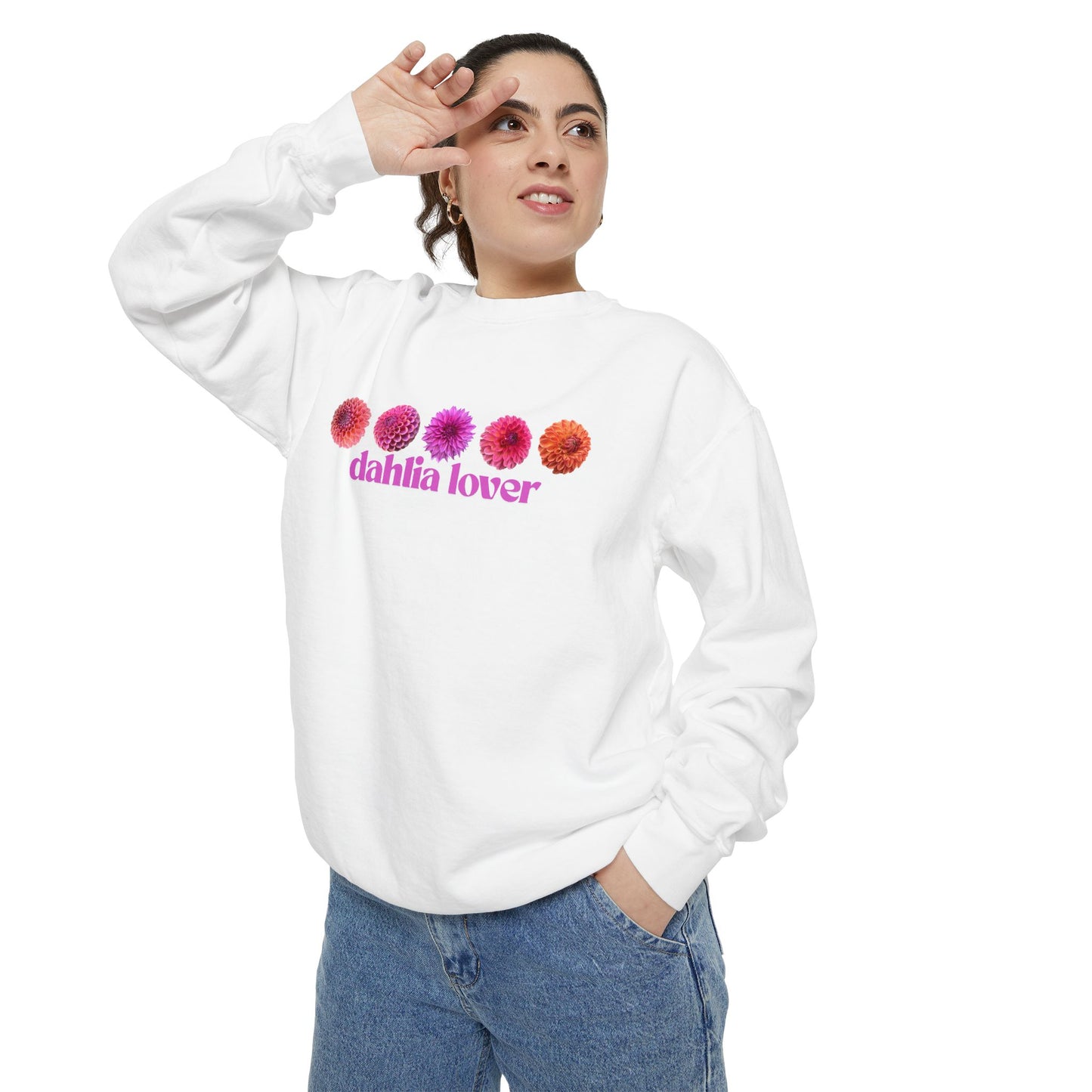 Dahlia Lover Sweatshirt - Cozy Unisex Garment-Dyed Crewneck, Perfect Gift