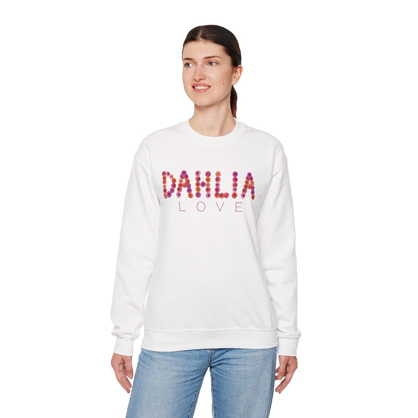 Dahlia Love Sweatshirt - Cozy Floral Crewneck for Spring, Perfect Gift for Flower Lovers, Everyday Casual Wear, Mother's Day, Birthday