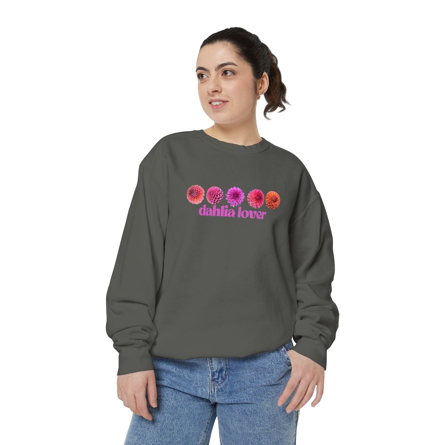 Dahlia Lover Sweatshirt - Cozy Unisex Garment-Dyed Crewneck, Perfect Gift