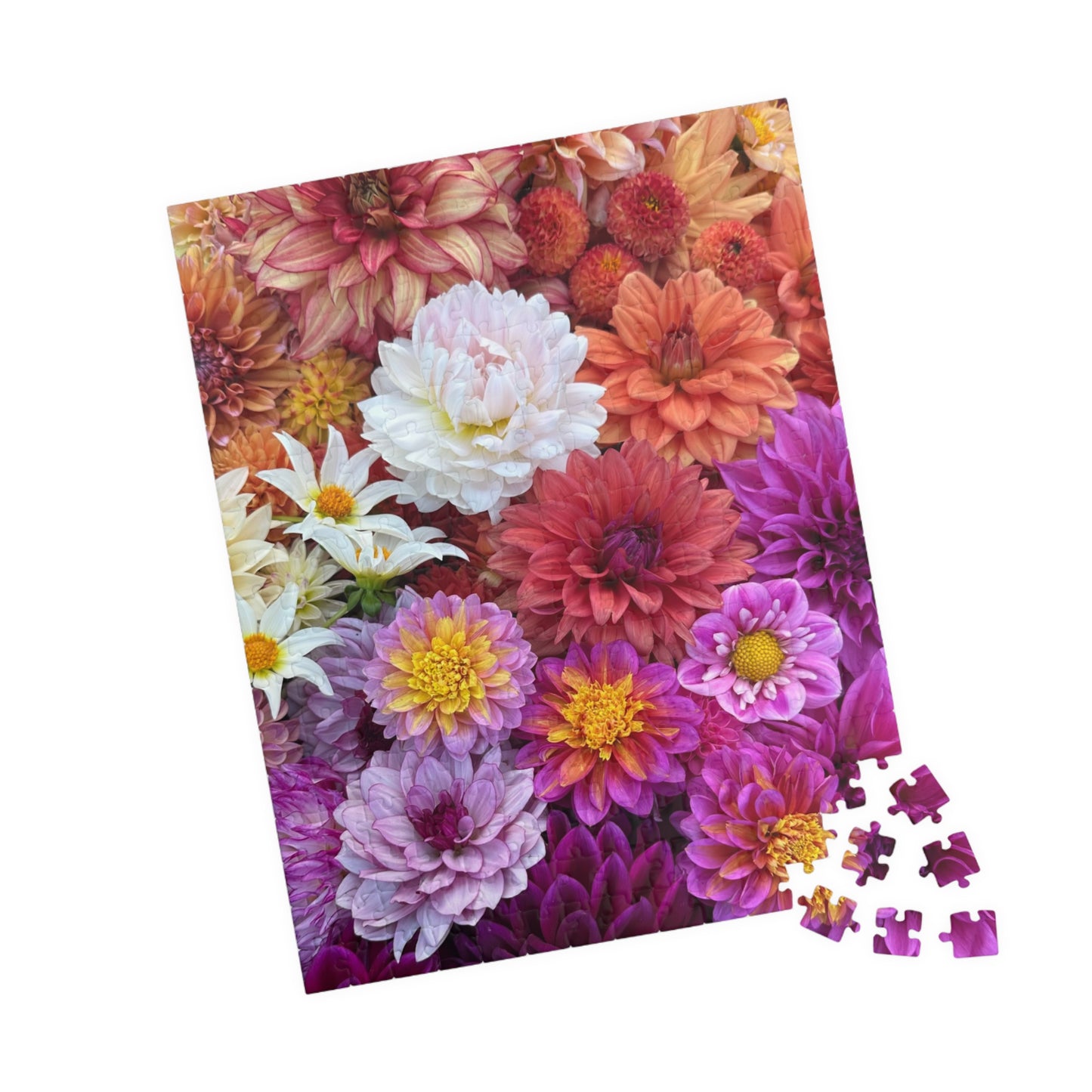 Dahlia Flatlay Floral-themed Puzzle (110, 252, 520, 1014-piece) - Perfect for Relaxation and Family Bonding