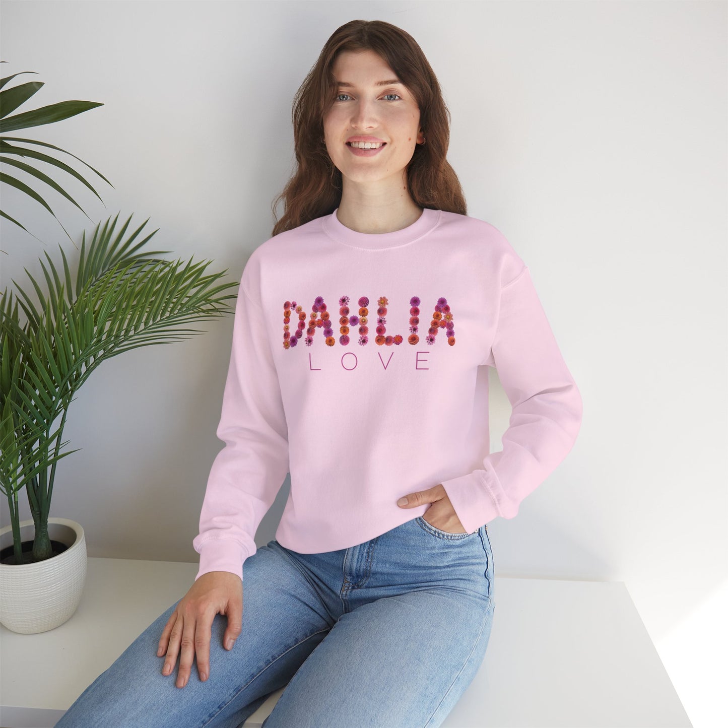 Dahlia Love Sweatshirt - Cozy Floral Crewneck for Spring, Perfect Gift for Flower Lovers, Everyday Casual Wear, Mother's Day, Birthday
