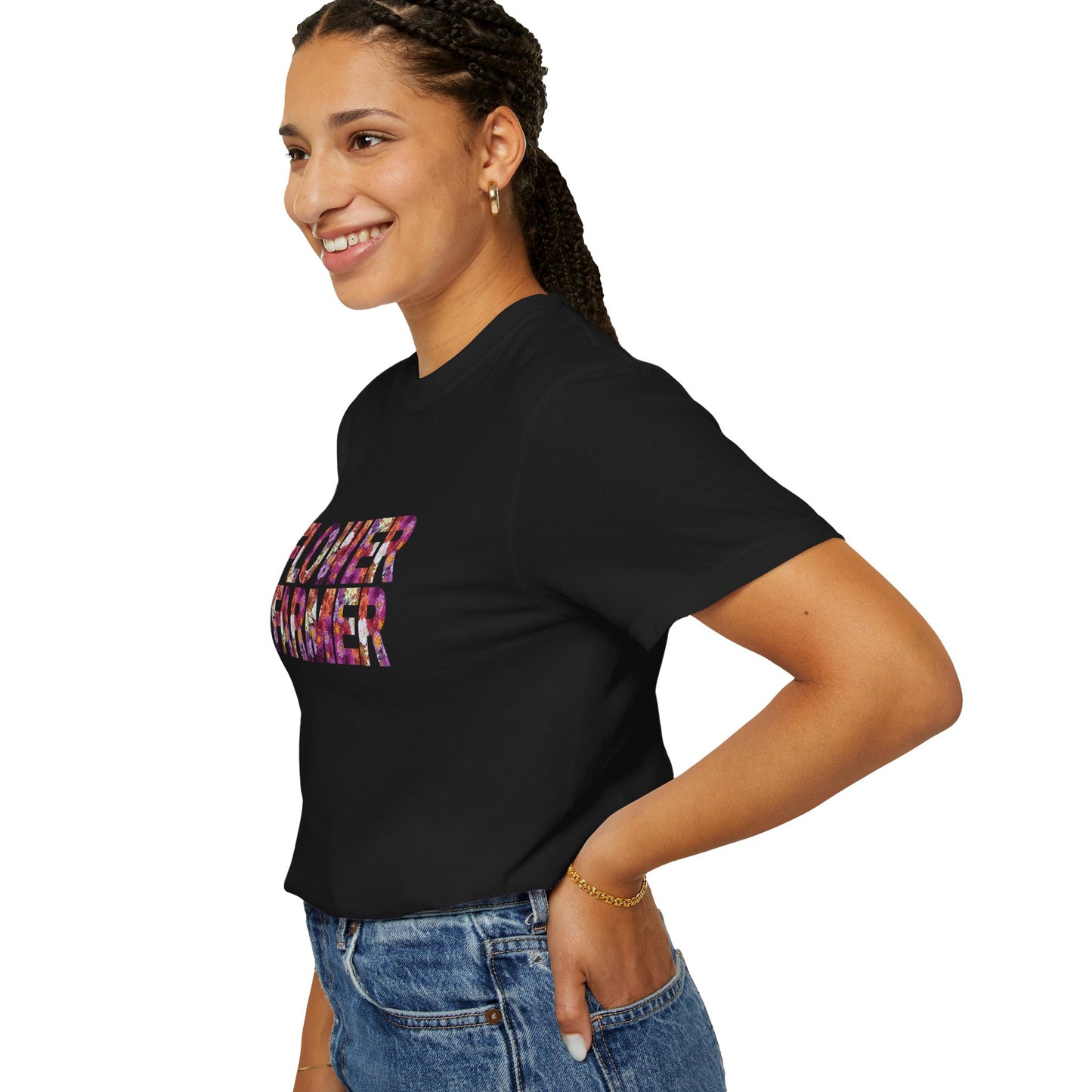 Dahlia Flower Farmer T-shirt, Unisex Garment-Dyed Tee