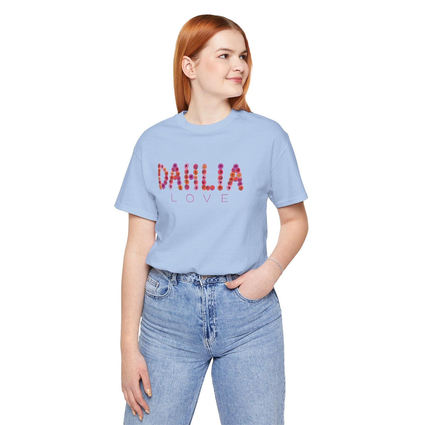 Dahlia Love Tee - Floral Graphic T-Shirt, Unisex Apparel, Casual Wear, Gift for Her, Spring Fashion