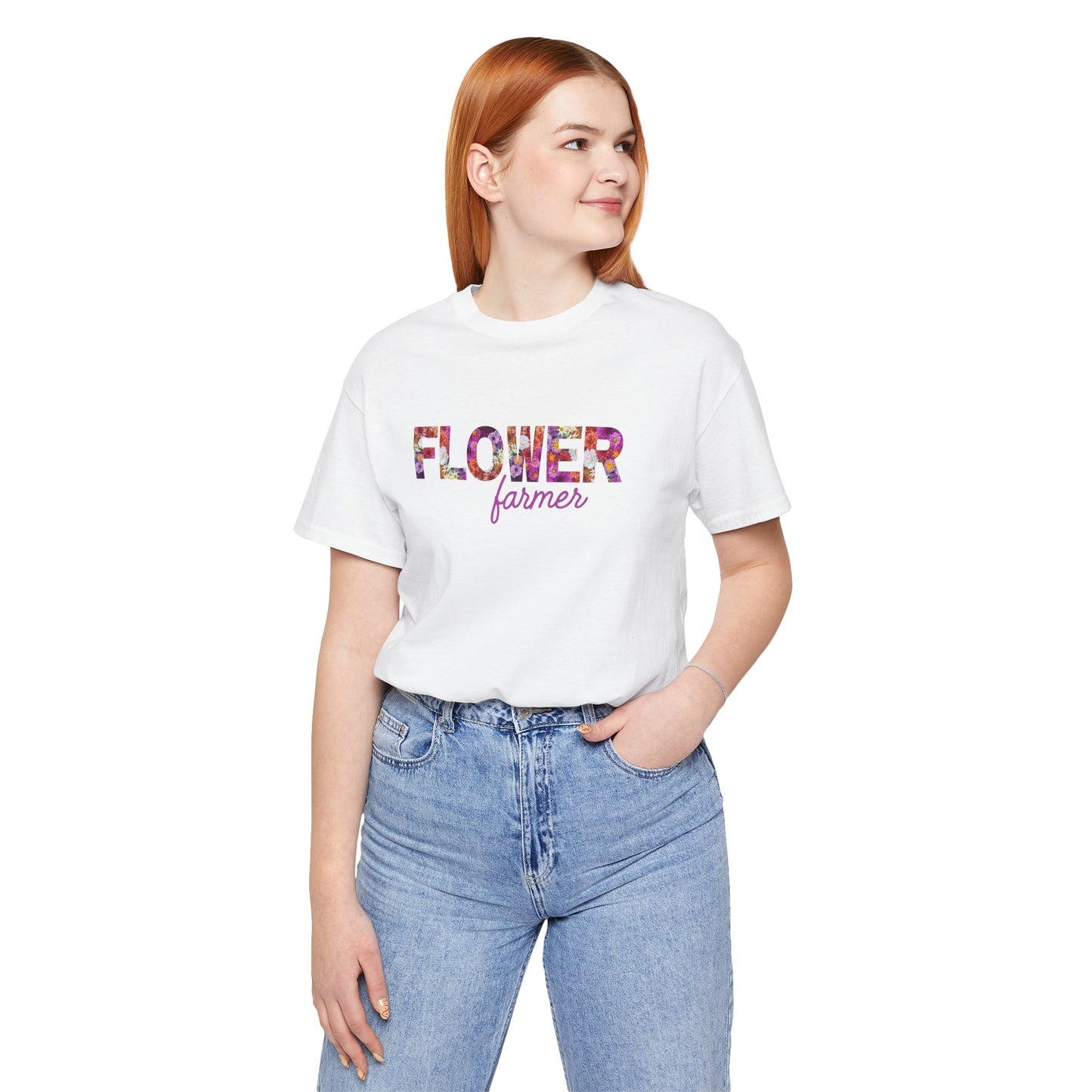 Dahlia Flower Farmer Unisex Tee, Floral Graphic Shirt, Gardening Gift, Spring Style T-Shirt, Nature Lover Apparel, Gifts for Gardeners