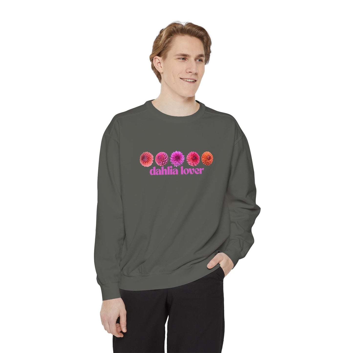 Dahlia Lover Sweatshirt - Cozy Unisex Garment-Dyed Crewneck, Perfect Gift
