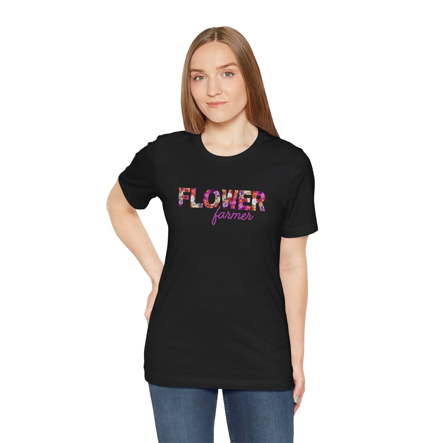 Dahlia Flower Farmer Unisex Tee, Floral Graphic Shirt, Gardening Gift, Spring Style T-Shirt, Nature Lover Apparel, Gifts for Gardeners
