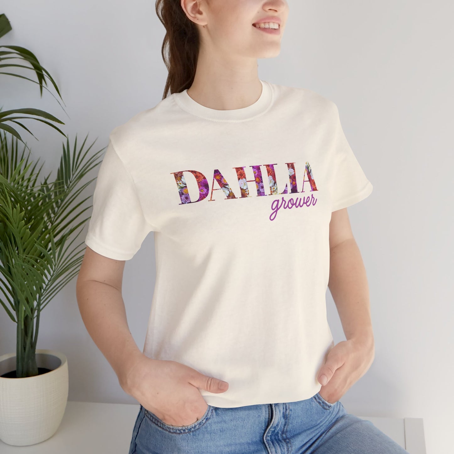 Dahlia Grower Unisex Tee, Floral Graphic Shirt, Gardening Gift, Spring Style T-Shirt, Nature Lover Apparel, Gifts for Gardeners