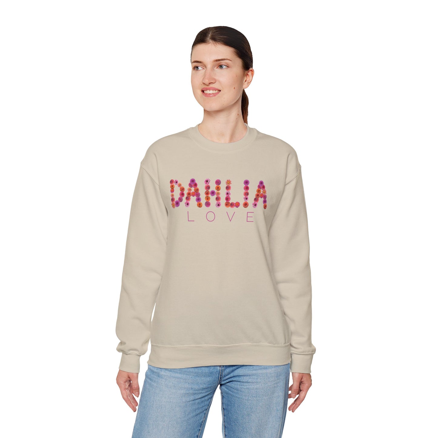 Dahlia Love Sweatshirt - Cozy Floral Crewneck for Spring, Perfect Gift for Flower Lovers, Everyday Casual Wear, Mother's Day, Birthday