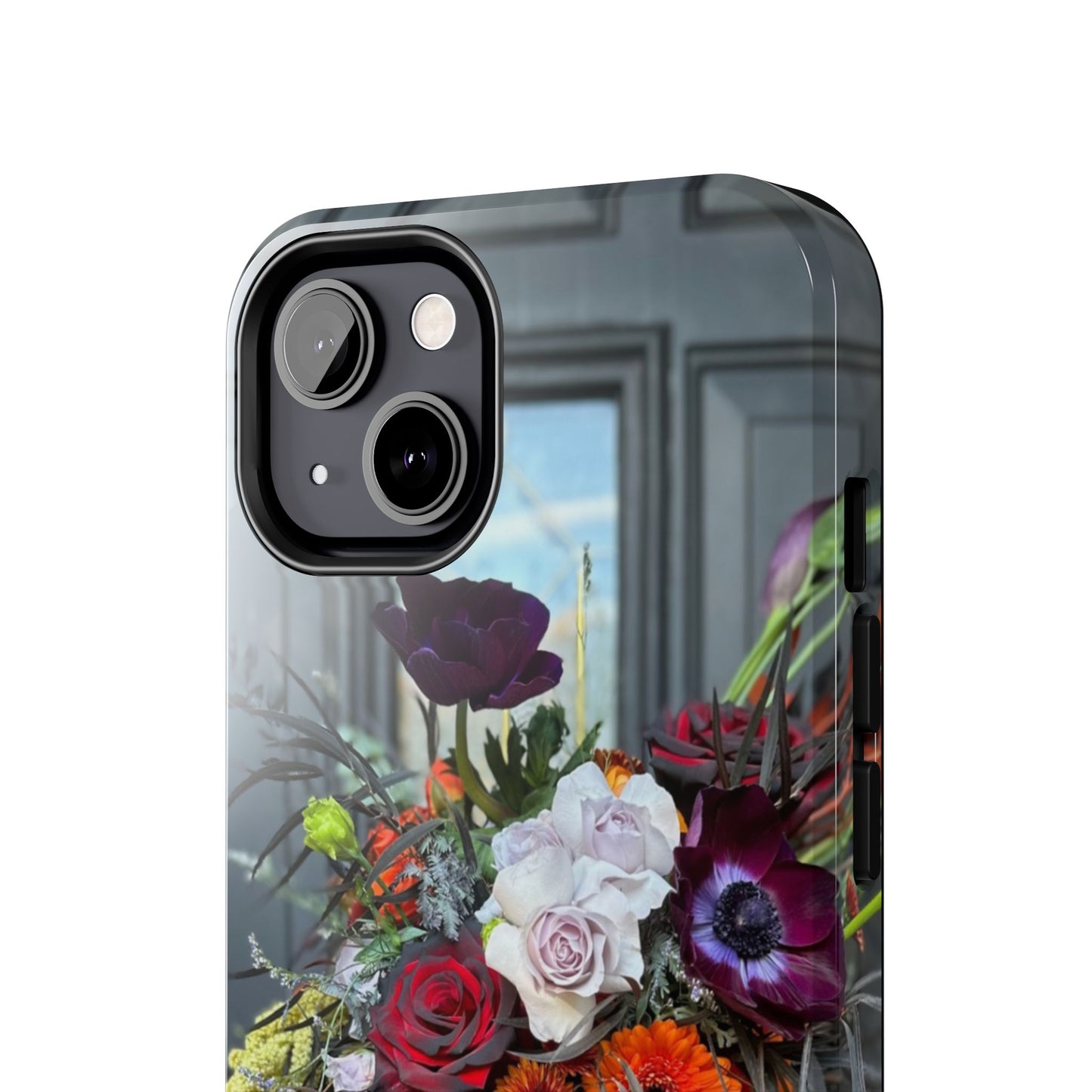 Floral Skull Tough Phone Case - Durable Protection with Pink Dahlia Design